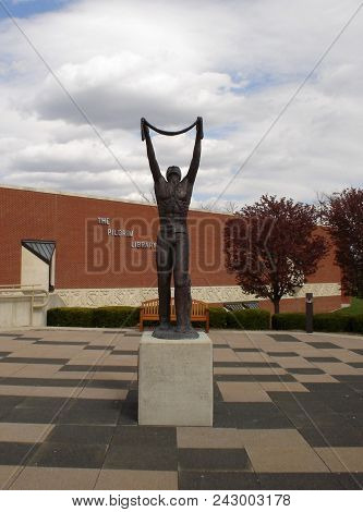 Little Turtle Statue In Front Of Pilgrim Library, Defiance College, Defiance, Oh, April 25, 2005