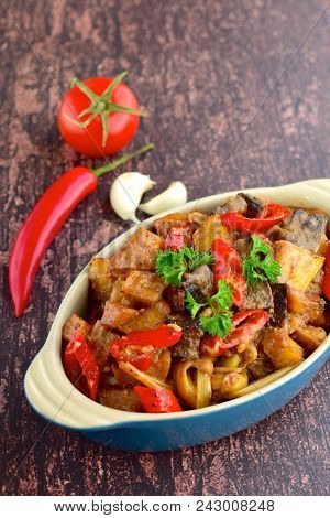 Sambal Goreng Ati, Indonesian Food Spicy Chicken Liver Potato With Coconut Milk