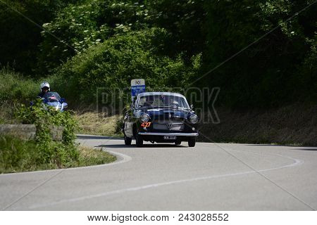 Pesaro Colle San Bartolo , Italy - May 17 - 2018 : Fiat 1100/103 Tv Pinin Farina	1956 Old Racing Car