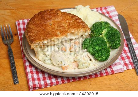 Tavuk pasta patates püresi ve brokoli ile