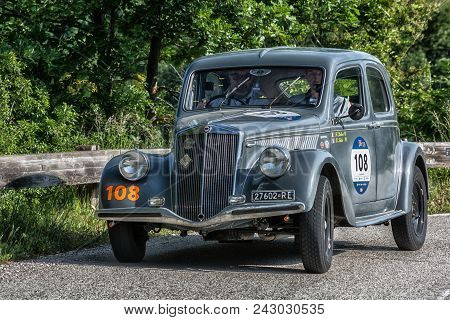 Pesaro Colle San Bartolo , Italy - May 17 - 2018 :lancia Aprilia 1350	1937 Old Racing Car In Rally M