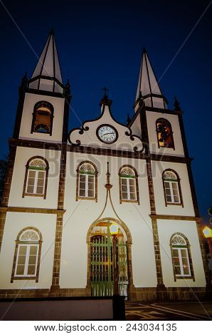 Exterior View To Church Of Holy Mary Magdalene At Madalena,pico, Portugal