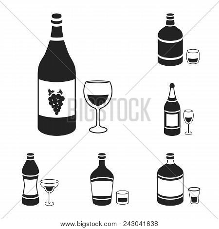 Types Of Alcohol Black Icons In Set Collection For Design. Alcohol In Bottles Vector Symbol Stock  I