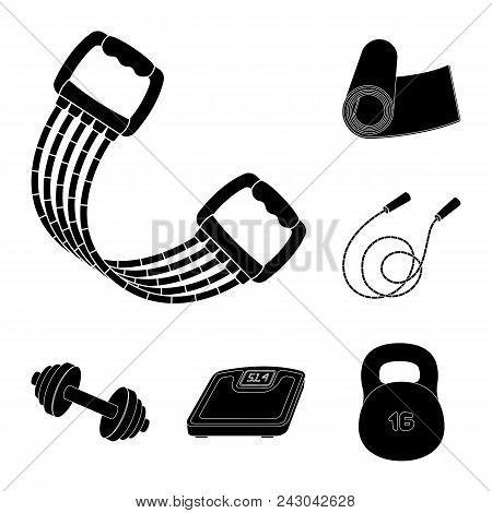 Gym And Training Black Icons In Set Collection For Design. Gym And Equipment Vector Symbol Stock  Il