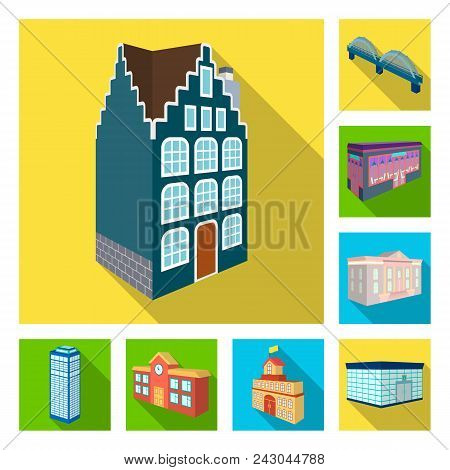 Building And Architecture Flat Icons In Set Collection For Design.the Building And Dwelling Vector I