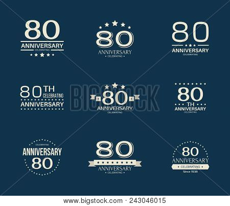 80 - Year Anniversary Celebrating Logotype. 80th Anniversary Logo Set.
