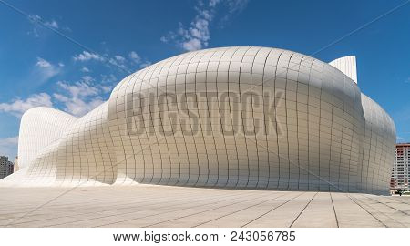 Building Exterior Of Haydar Aliyev Centre In Baku, Azerbaijan Which Was Designed By Zaha Hadid