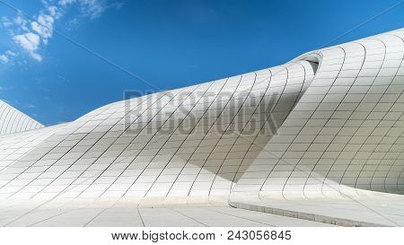 Building Exterior Of Haydar Aliyev Centre In Baku, Azerbaijan Which Was Designed By Zaha Hadid