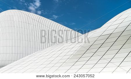 Building Exterior Of Haydar Aliyev Centre In Baku, Azerbaijan Which Was Designed By Zaha Hadid