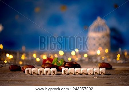 Congratulation Happy Ramadan Composed Of Wooden Dices