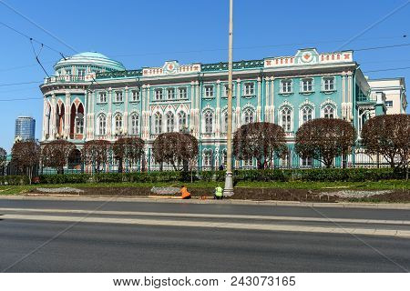 Yekaterinburg, Russia - May 23, 2018: View Of Nikolay Sevastyanov House In Center Of City