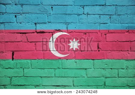 Azerbaijan Flag Is Painted Onto An Old Brick Wall