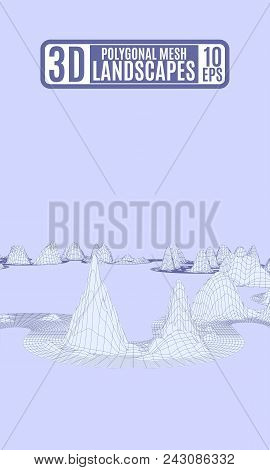 Computer Light Mountains On Purple Background Vector Stock