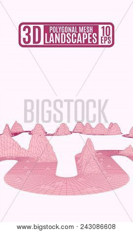Pink Polygonal Mountains Background For Advertising Vector Stock