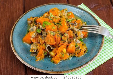 Vegetarian Stew With Muscatel Pumpkin. Studio Photo