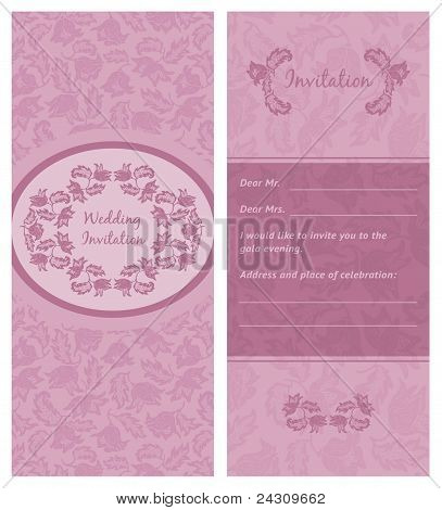 Invitation mariage, ornement-fleurs, fond