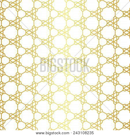 Geometric Golden Seamless Background. Gride Decorative Pattern