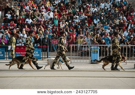 26 February 2018 Amritsar, India. India Pakistan Wagah Border Show