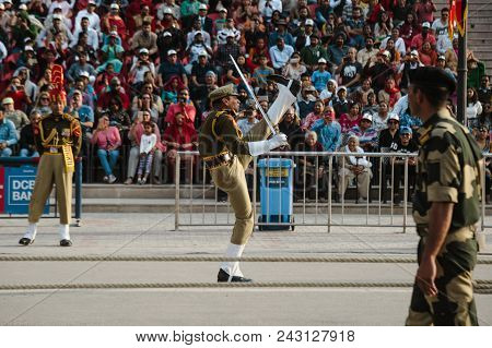 26 February 2018 Amritsar, India. India Pakistan Wagah Border Show