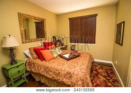 Modern Guest Bedroom With Bed And Nightstand