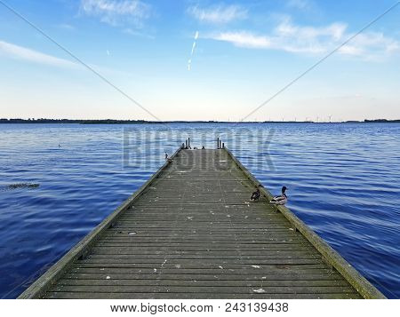 Jetty in the Gooimeer in the Netherlands