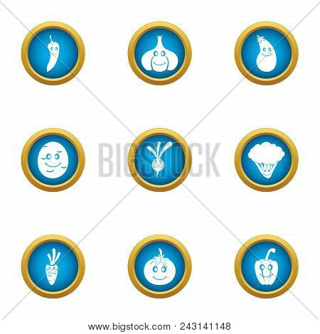 Vegan Base Icons Set. Flat Set Of 9 Vegan Base Vector Icons For Web Isolated On White Background