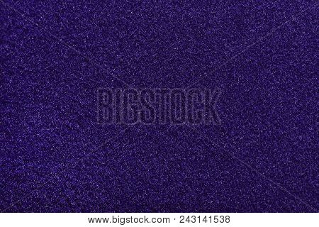 Indigo Fleecy Material Texture. Dark Violet Detailed Fibers Fluffy Surface Background.