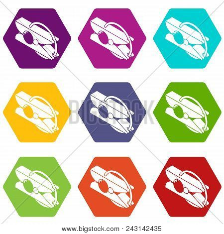 Clothes Pin Icons 9 Set Coloful Isolated On White For Web