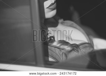 Face Girl For Magazine Cover. Girl Face Portrait In Your Advertisnent. Closeup Portrait Of Sexual Go