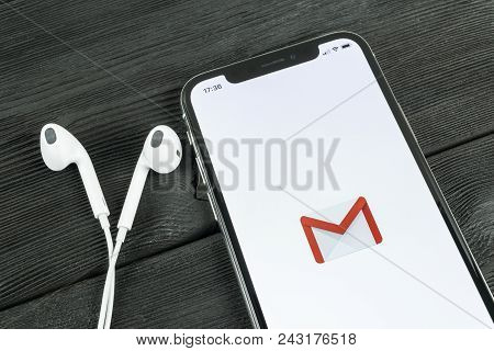 Sankt-petersburg, Russia, May 30, 2018: Google Gmail Application Icon On Apple Iphone X Smartphone S