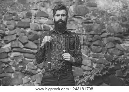 Men Face Skin Care. Portrait Men Face In Your Advertisnent. Closeup View Of One Handsome Senior Man 