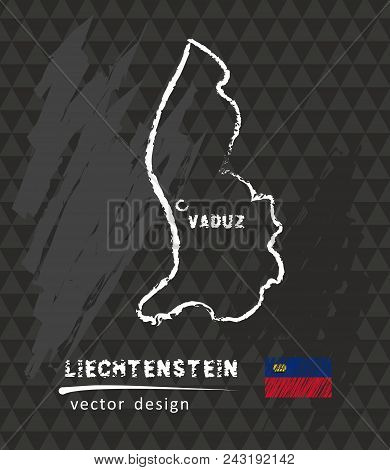 Liechtenstein Map, Vector Drawing On Black Background