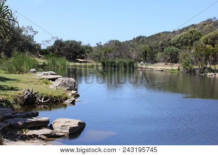 Freshwater Rock Pool by the Sea, Angourie Fresh water rock pool,  Angourie New South Wales, Australia