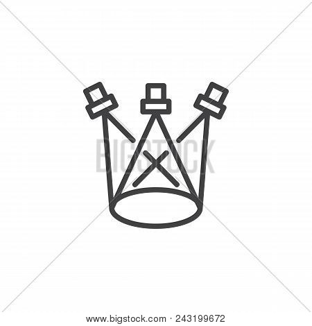 Stage Spotlights Outline Icon. Linear Style Sign For Mobile Concept And Web Design. Scene Lights Sim