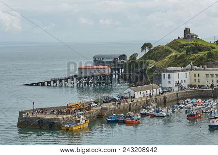 Tenby And Castle In Wales, England