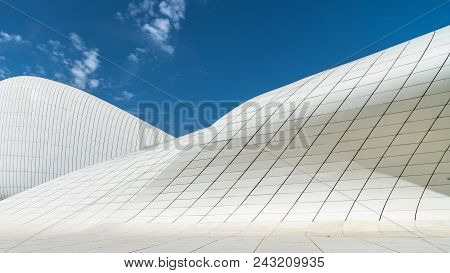Building Exterior Of Haydar Aliyev Centre In Baku, Azerbaijan