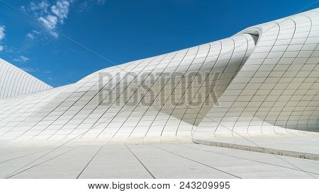 Building Exterior Of Haydar Aliyev Centre In Baku, Azerbaijan