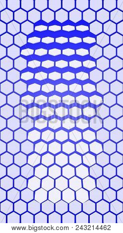 Eps10. Blue Hexagon Vector Texture. Hexagonal Grid Repeat Pattern. Geometric Pattern Monochrome Stru
