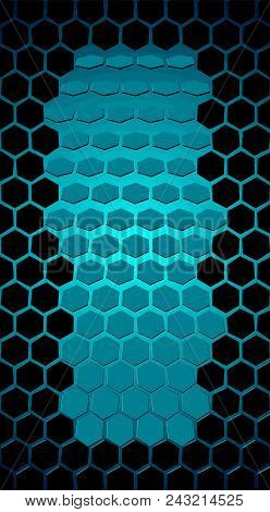 Eps10. Hexagon Vector Texture. Hexagonal Grid Repeat Pattern. Geometric Pattern Monochrome Structure