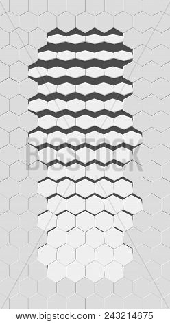 Eps10. Hexagon Vector Texture. Hexagonal Grid Repeat Pattern. Geometric Pattern Monochrome Structure