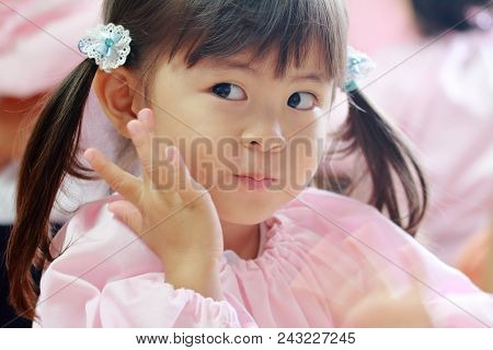 Japanese Girl In Playwear In Her Classroom (3 Years Old) (white Back)