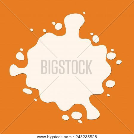 White Milk Splash. Blot Icon On Orange Background. Modern Flat Pictogram Concept. Trendy Simple Vect