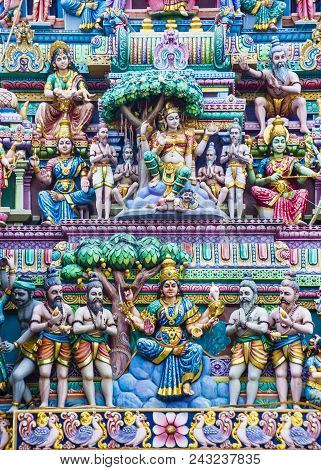 Singapore - Feb 24 : Statues In Sri Veeramakaliamman Temple In Little India, Singapore On February 2