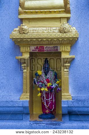 Singapore - Feb 24 : Statue In Sri Veeramakaliamman Temple In Little India, Singapore On February 24