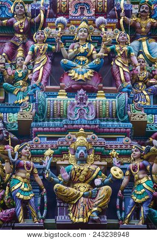 Singapore - Feb 24 : Statues In Sri Veeramakaliamman Temple In Little India, Singapore On February 2