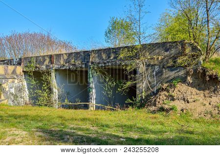 Old Abandoned Building. Destroyed Building After A Military Unit.