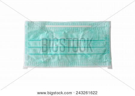 Green Ear Loop Face Mask Isolated On White Background With Path Selection