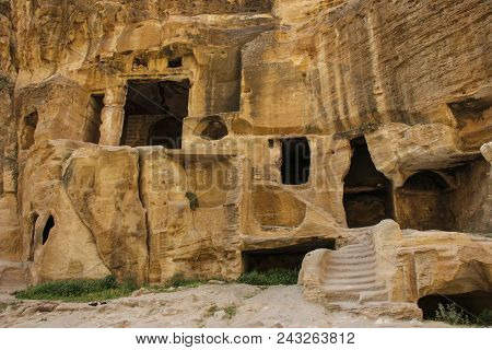 Little Petra In Siq Al-barid, Wadi Musa, Jordan. The Architectural Ensemble Little Petra Is The Temp