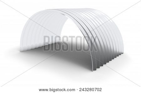 Curved Corrugated Polycarbonate Sheet Isolated On White. 3d Rendering