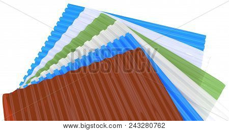 Corrugated Sheets Isolated On White. 3d Rendering